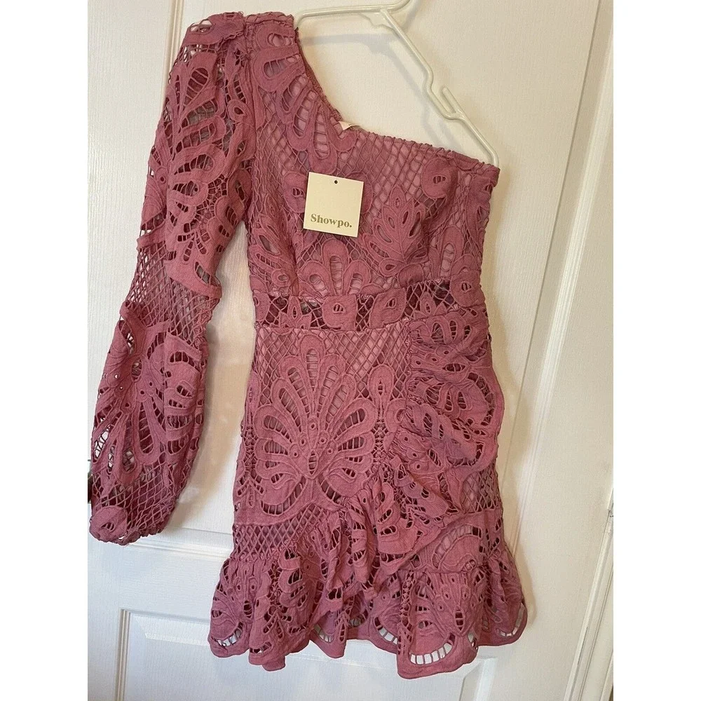 NWT Showpo. Kiss Me Quick One Shoulder Dress Size 6 Dusty Rose - Picture 2 of 14